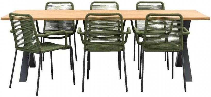Woood Le Sud tuinset Lunas Lorraine olijfgroen 7 delig Leen Bakker