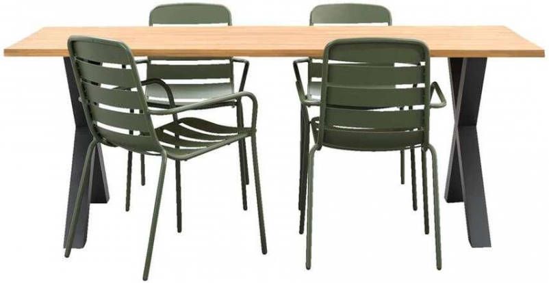 Woood Le Sud tuinset Menorca Lorraine olijfgroen 5 delig Leen Bakker