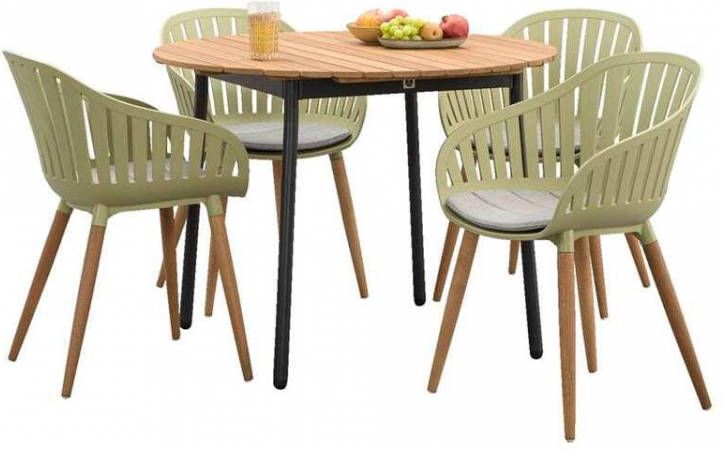 Woood Le Sud tuinset Rodez Loire rond lichtgroen 5 delig Leen Bakker