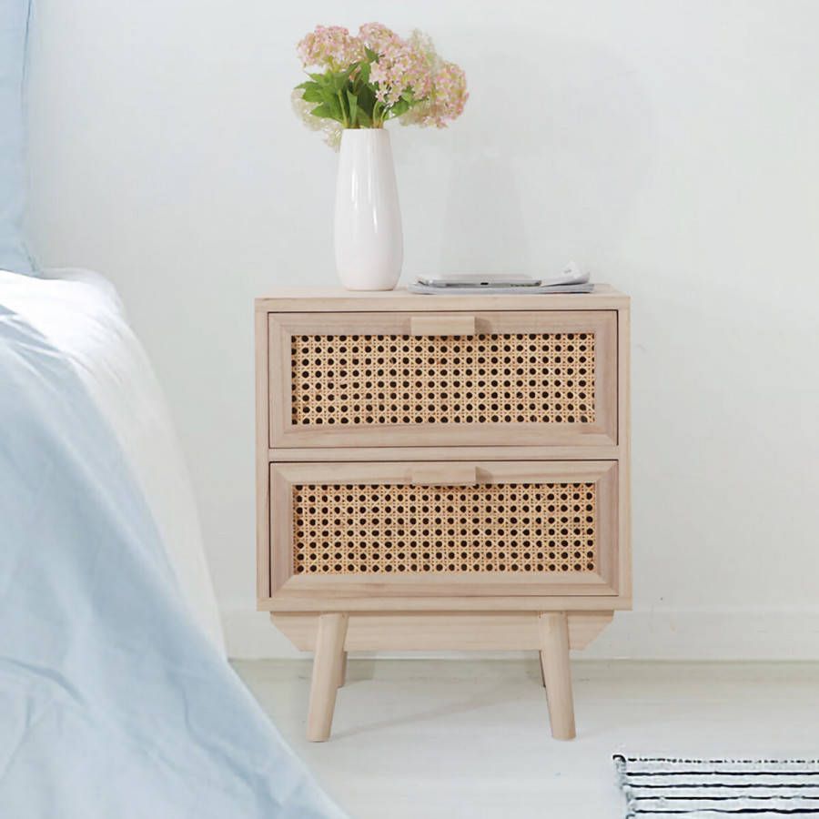 SalesFever Nachtkastje Ladefronten van rotan vlechtwerk