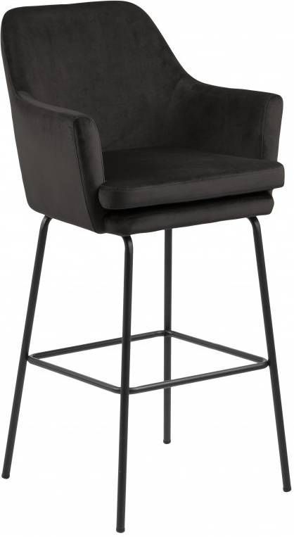 Bendt Barkruk 'Kian' Velvet(zithoogte 75cm ), kleur Grey/Brown