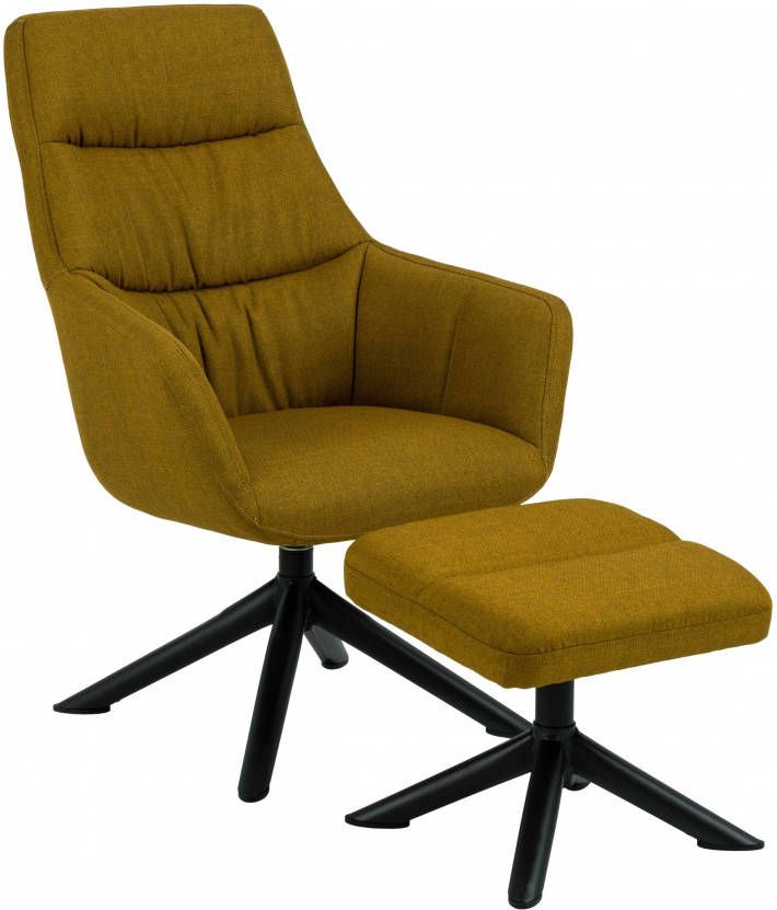 Hioshop Heata Fauteuil Lounge Fauteuil Met Kruk Kerrie, Zwart.