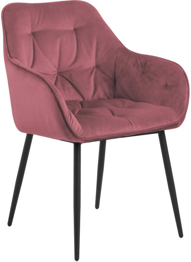 Leen Bakker Eetkamerstoel Britta fluweel koraal(2 stuks)