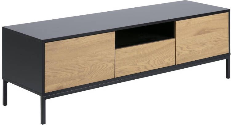 Leen Bakker TV meubel Avola zwart/eiken 45x140x40 cm
