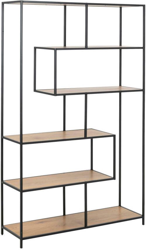 Leen Bakker Boekenkast Jaxx eikenkleur/zwart 185x114x35 cm