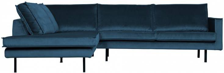 BePureHome Hoekbank 'Rodeo' Links, Velvet, kleur Blauw