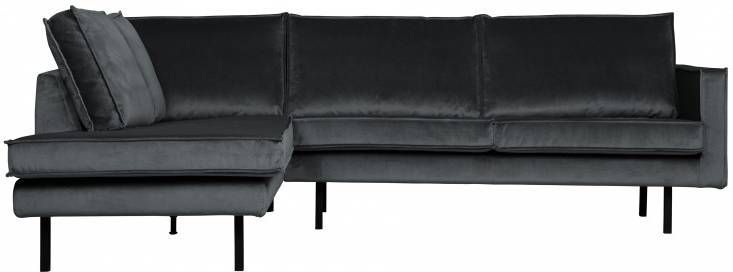 BePureHome Hoekbank 'Rodeo' Links, Velvet, kleur Donkergrijs