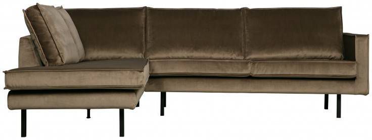 BePureHome Hoekbank 'Rodeo' Links, Velvet, kleur Taupe