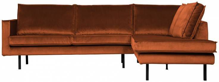 BePureHome Hoekbank 'Rodeo' Rechts, Velvet, kleur Roestbruin