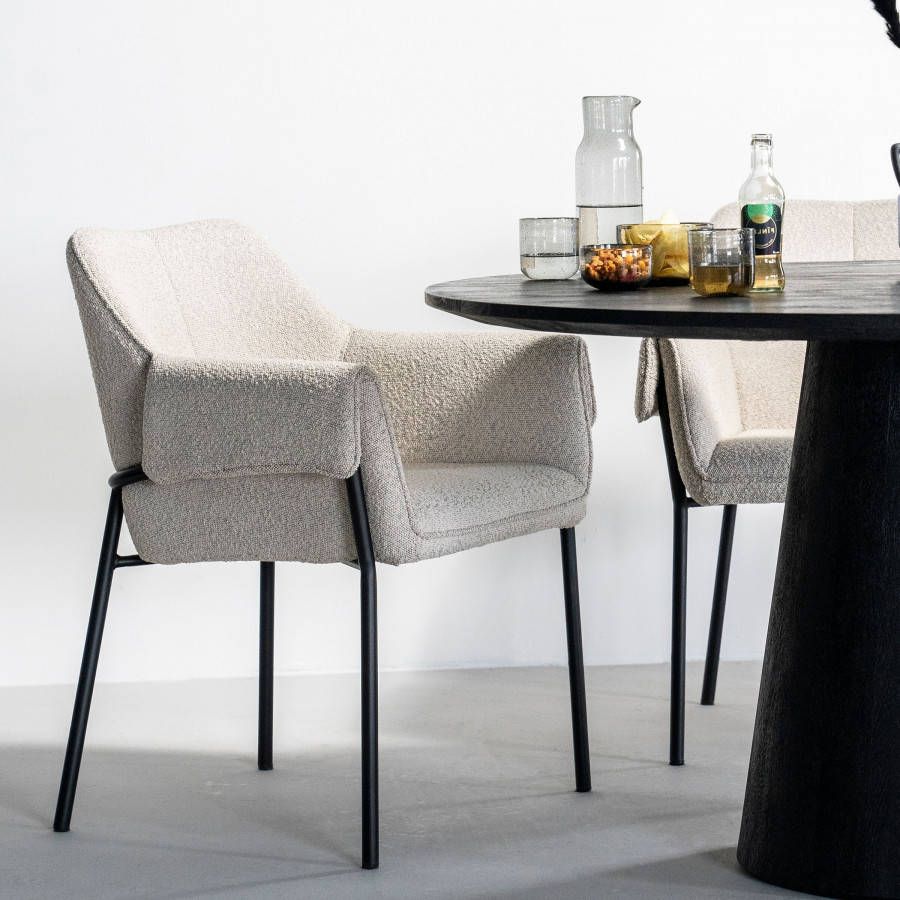 Eleonora Eetkamerstoel 'Tony' Bouclé, kleur Beige