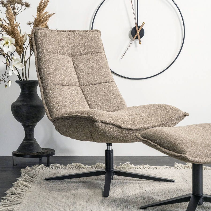 Eleonora Fauteuil 'Marcus' met voetenbank, kleur Lichtgrijs Baquer