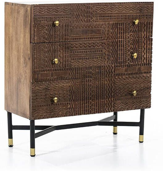 Eleonora Ladenkast 'Isa' Mangohout en metaal, kleur Donkerbruin, 80 x 75cm