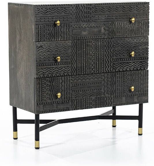 Eleonora Ladenkast 'Isa' Mangohout en metaal, kleur Donkergrijs, 80 x 75cm