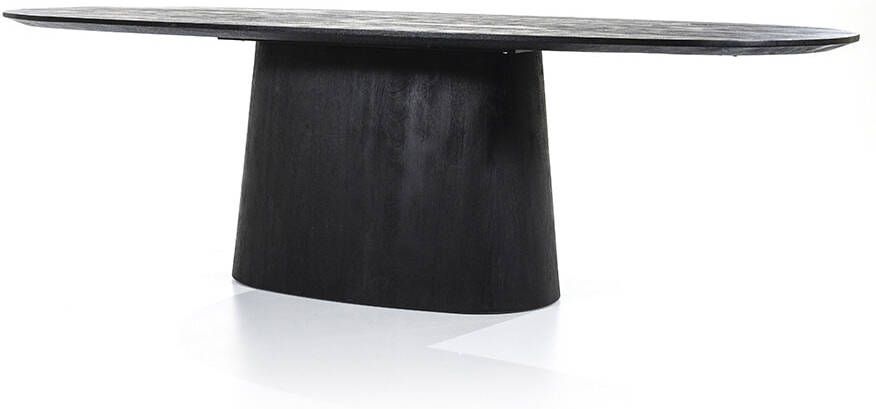 Eleonora Ovale Eettafel 'Aron' Mangohout, kleur Zwart, 300 x 110cm