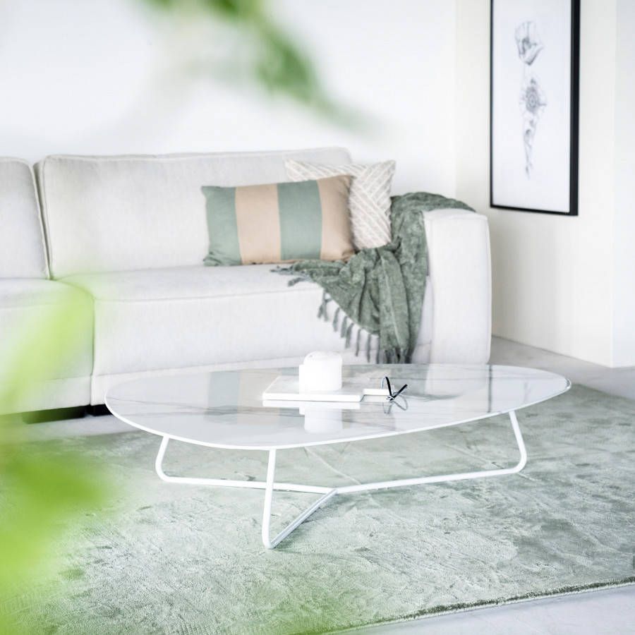 Eleonora Salontafel 'Neno' Marmerlook, kleur Zwart, 95 x 130cm