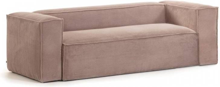 Kave Home 3 zitsbank Blok roze corduroy 240 cm