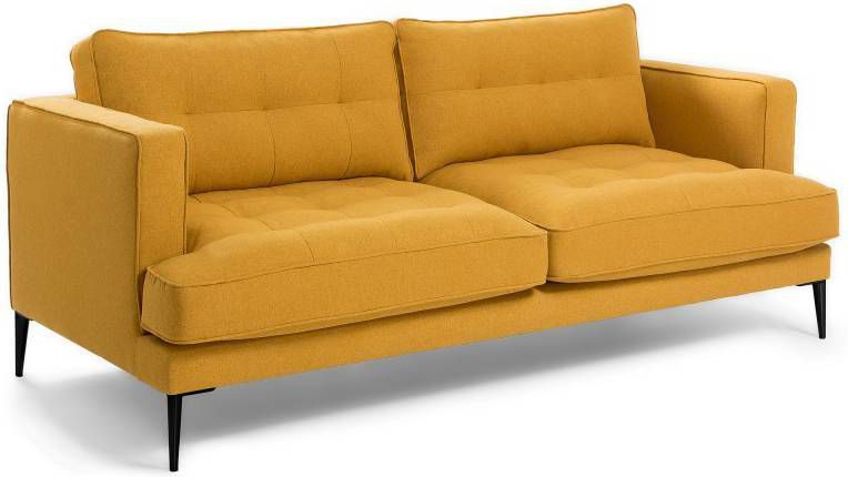 LaForma Vinny Bank 3-Zits Mosterd Gele Stof Metalen Poten