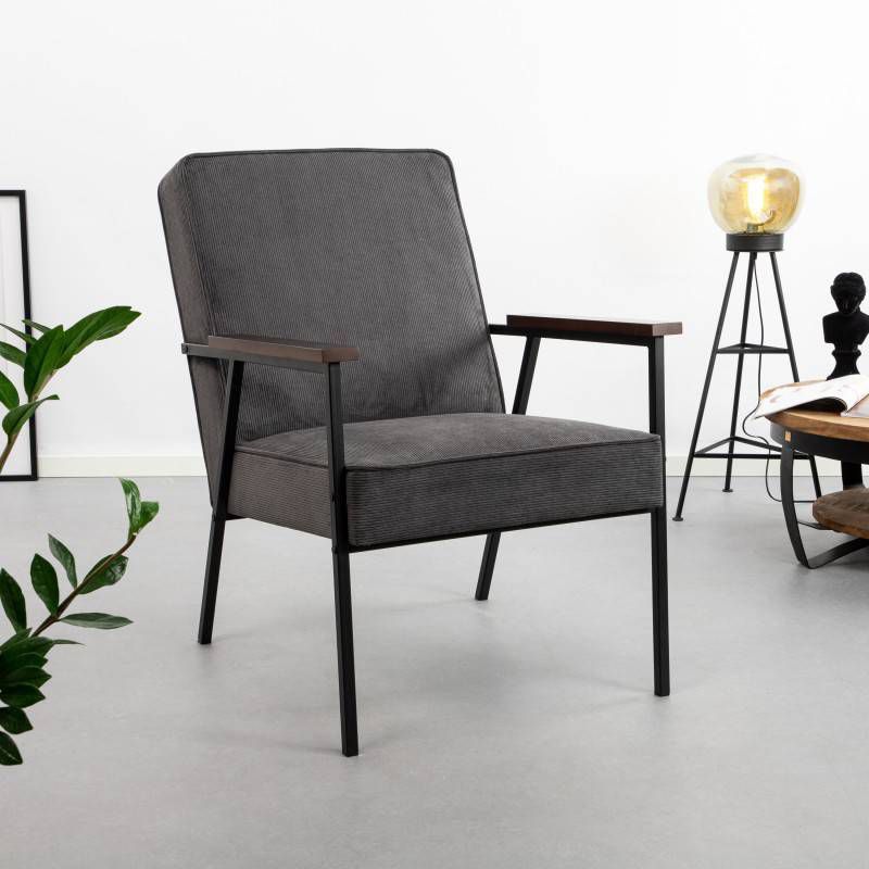 WOOOD Fauteuil 'Sally', kleur antraciet