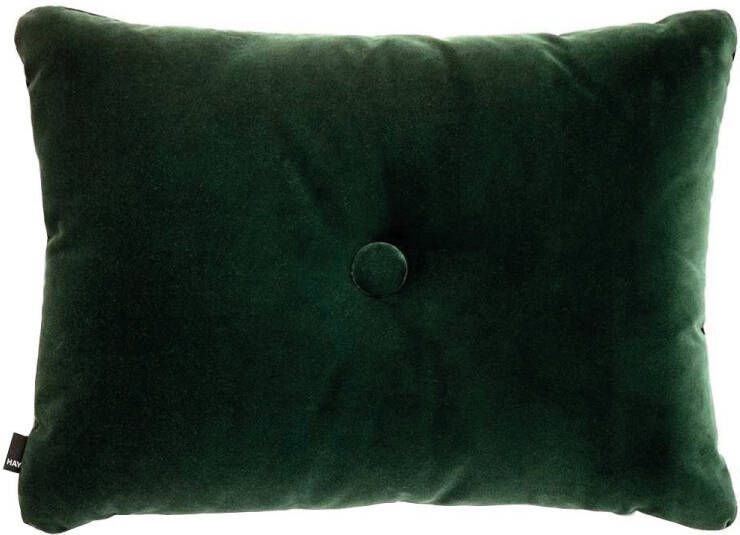 HAY Dot Cushion 1 Knoop Velours Kussen Donkergroen