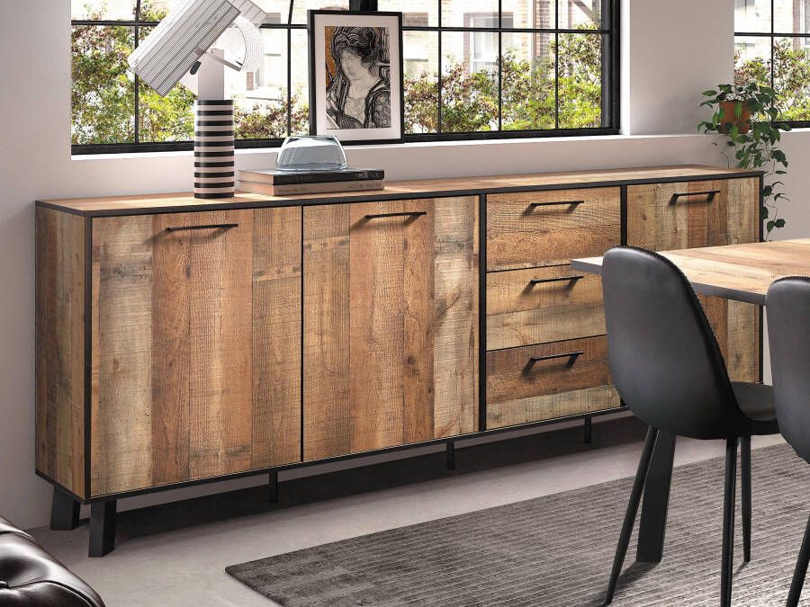 Mobistoxx Dressoir KIKO 3 deuren 3 lades atlantic wood
