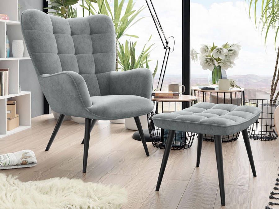 Mobistoxx Stoel GUNTER grijs met poef