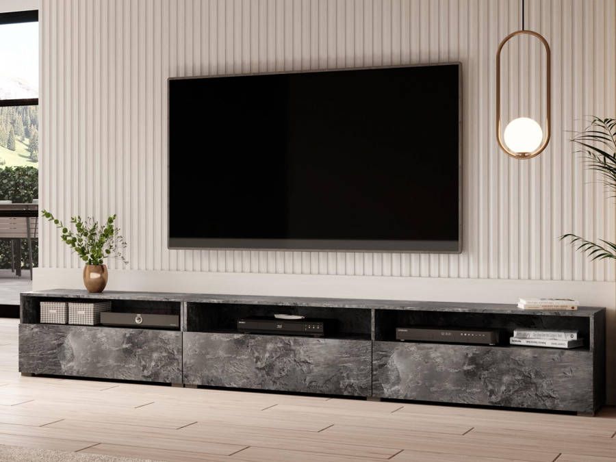 Mobistoxx Tv meubel BABEL II 3 deuren 3 vakken kleurrijke leisteen