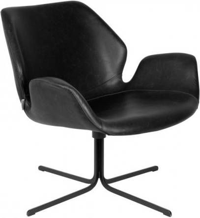 Zuiver Nikki Loungestoel PU-Leer/Hout 75 x 79 cm Zwart