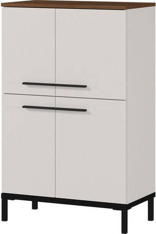 GERMANIA Halfhoge kast Yonkers Made in Germany, coating van melaminehars, hoogwaardige ABS randen, handgrepen en hoge poten van metaal, deurdemping, lade zelfsluitend, verstelbare planken, deuren rechts -/linksdraaiend