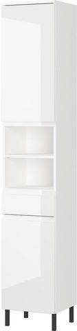 GERMANIA Hoge kast Scantic Breedte 34 cm, badkamerkast, 2 deuren, 1 lade, 2 open vakken, deurdemper, verstelbare planken, greeploze look, MDF fronten