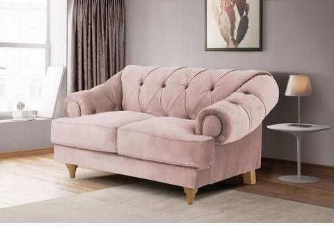 Home affaire 2 zitsbank Alegra met capitonnage achter, opstaande naad en studs in armleuningen