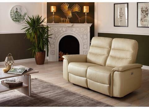 Home affaire 2 zitsbank Maldini met een hoog zitcomfort, elektrische relaxfunctie en usb aansluiting, breedte 166 cm