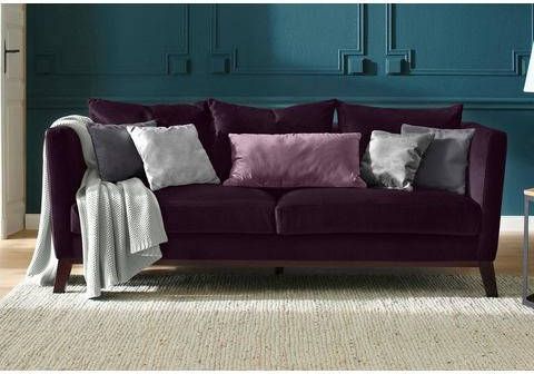 Home affaire 3 zitsbank KIM met houten poten en vele losse kussens