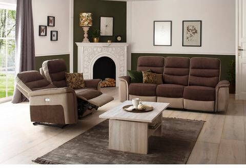 Home affaire 3 zitsbank Maldini met een hoog zitcomfort, elektrische relaxfunctie en usb aansluiting, breedte 196 cm