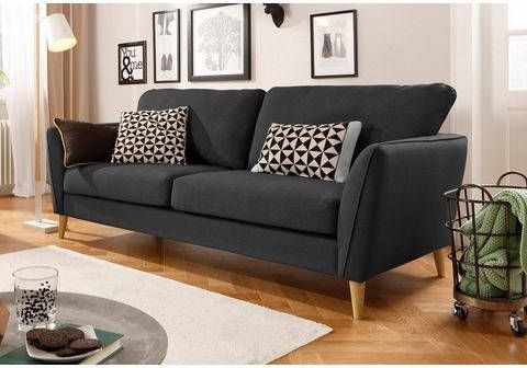 Home affaire 3 zitsbank Marseille in scandinavische stijl, in 3 stofkwaliteiten, met houten poten