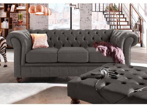 Home affaire Chesterfield bank CHESTERFIELD met knoopsluiting, ook in leer
