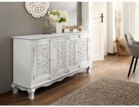 Home affaire Dressoir Rajat van mooi, massief mangohout en indrukwekkend freeswerk in de fronten, breedte 175 cm