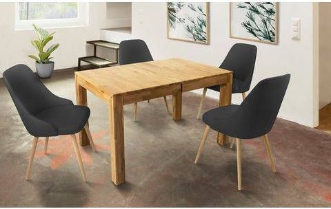 Home affaire Eethoek Edward/Luz bestaand uit edward eettafel 120 cm en set van 4 luz stoelen met een microvezel bekleding(set, 5 delig )