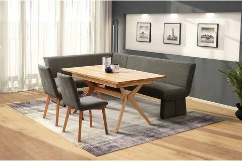 Home affaire Eethoek Londen Hoekbank met golfvering in de zitting, lange zijde breedte 240 cm, tafel uittrekbaar, breedte 160 210 cm(4 delig 4 stuks )