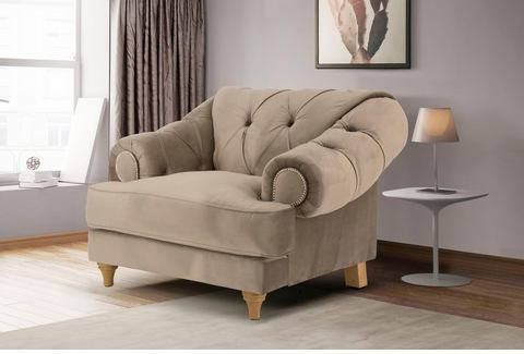 Home affaire Fauteuil Alegra met capitonnage achter, opstaande naad en studs in armleuningen