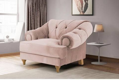 Home affaire Fauteuil Alegra met capitonnage achter, opstaande naad en studs in armleuningen