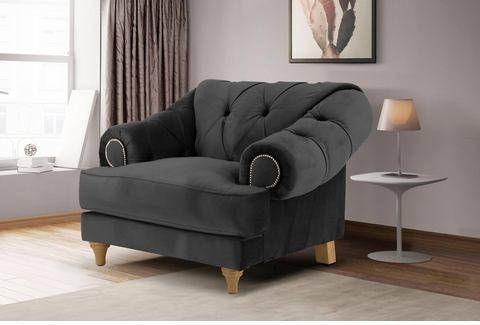 Home affaire Fauteuil Alegra met capitonnage achter, opstaande naad en studs in armleuningen