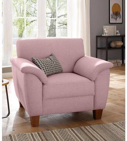 Home affaire Fauteuil Alta met binnenvering en contrastnaad, poten beuken eikenkleur