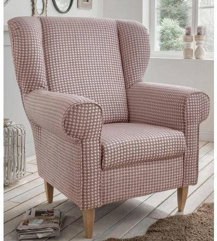 Home affaire Fauteuil Asino met pied de poule overtrekstof, naar keuze met hocker