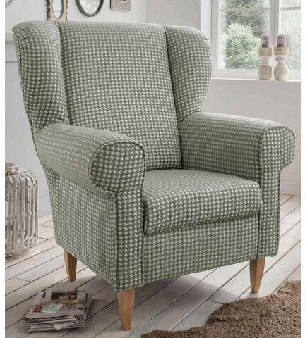 Home affaire Fauteuil Asino met pied de poule overtrekstof, naar keuze met hocker