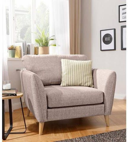 Home affaire Fauteuil Marseille in scandinavische stijl, in 3 stofkwaliteiten, met houten poten