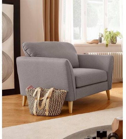 Home affaire Fauteuil Marseille in scandinavische stijl, in 3 stofkwaliteiten, met houten poten