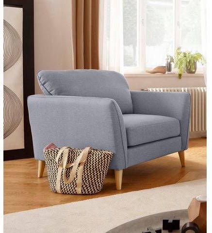 Home affaire Fauteuil Marseille in scandinavische stijl, in 3 stofkwaliteiten, met houten poten