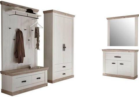 Home affaire Halmeubelset Florence bestaand uit 1 bank, 1 paneel, 1 kast, 1 spiegel en 1 kast(5 stuks )