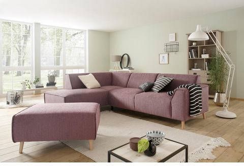 Home affaire Hocker Julia met bies en houten voetjes