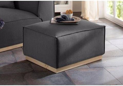 Home affaire Hocker Terry met open opstaande naad en houten onderstel